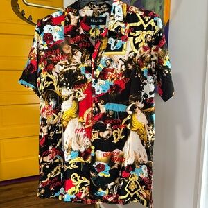Men’s Reason Shirt Size Medium, Short Sleeve Button Down NWT